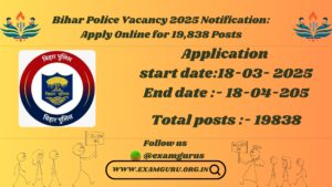 Bihar Police Vacancy 2025 Notification: Apply Online for 19,838 Posts