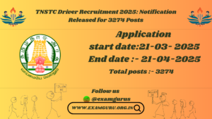 TNSTC Driver Recruitment 2025: Notification Released for 3274 Posts