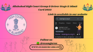 Allahabad High Court Group D Driver Stage II Admit Card 2025