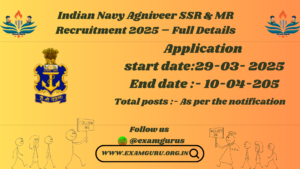 Join Indian Navy Agniveer SSR & MR Recruitment 2025 – Full Details