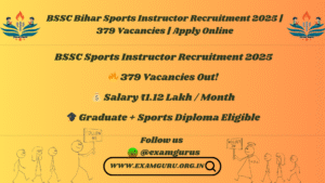 BSSC Sports Instructor Recruitment 2025