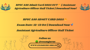RPSC AAO ADMIT CARD 2025