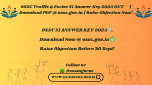 OSSC SI ANSWER KEY 2025