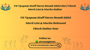 CG Vyapam Staff Nurse Result 2025