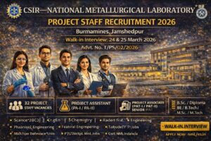 CSIR-NML Project Staff Recruitment 2026