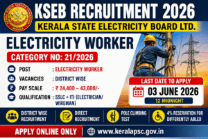 Kerala PSC Electricity Worker Recruitment