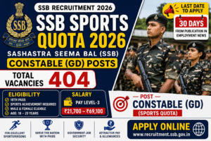 SSB Sports Quota Recruitment 2026