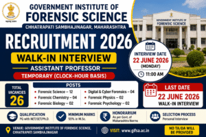 Government Institute of Forensic Science Recruitment 2026