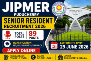 JIPMER Senior Resident Recruitment 2026