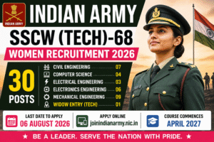 Indian Army SSCW Tech 68 Women Recruitment 2026