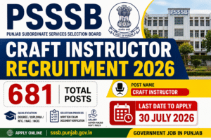 PSSSB Craft Instructor Recruitment 2026