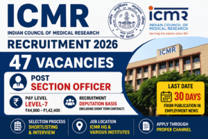 ICMR Section Officer Recruitment 2026
