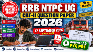 RRB NTPC UG CBT-II Question Paper 2026