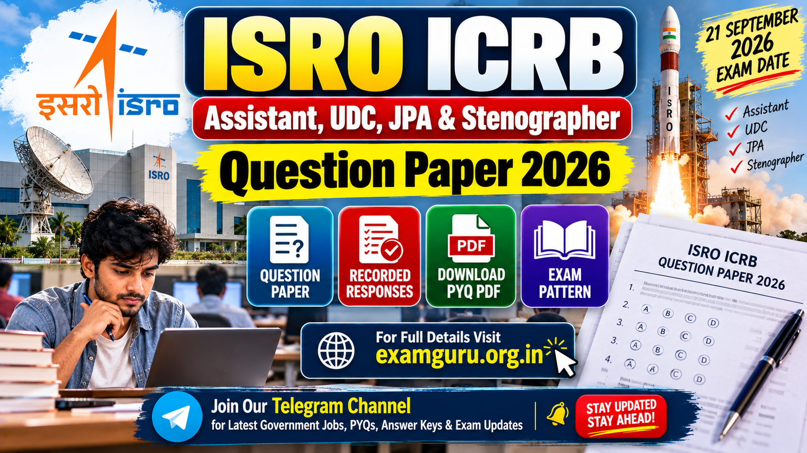ISRO ICRB UDC, Assistant & Steno Question Paper 2026 