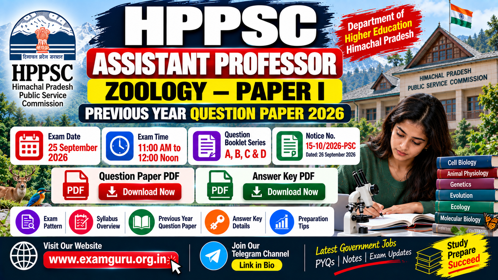 HPPSC Assistant Professor Zoology Previous Year Question Paper 2026