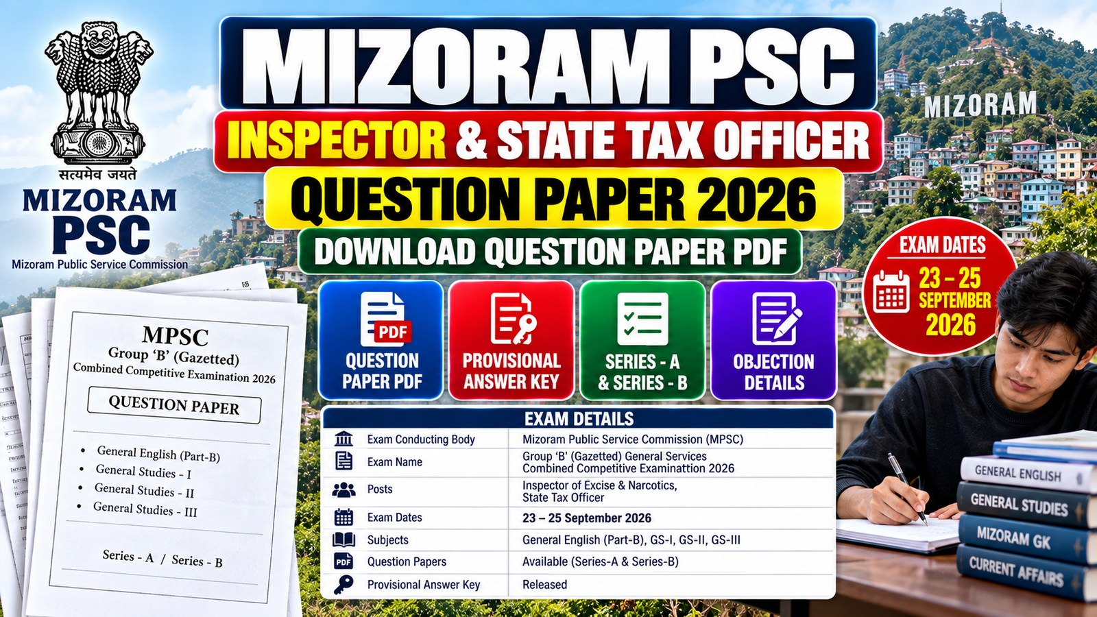 Mizoram PSC Inspector and State Tax Officer Question Paper 2026